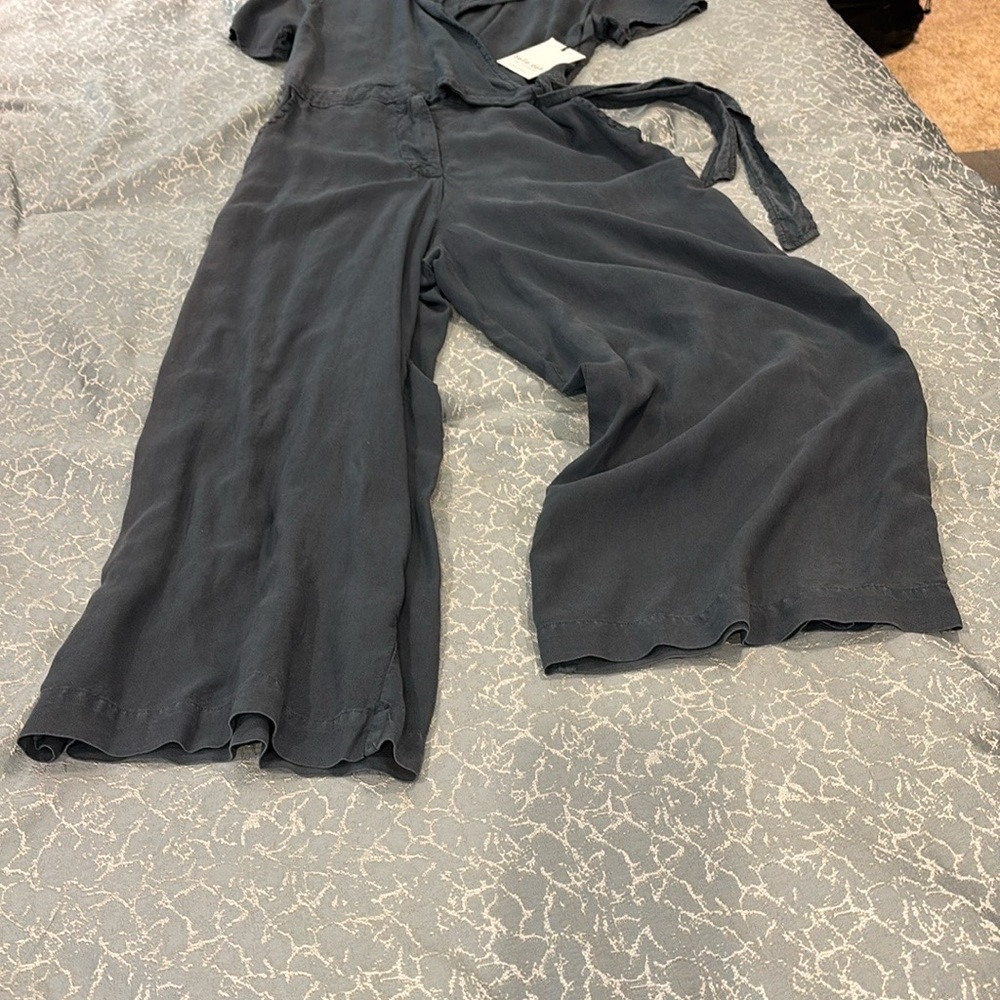Bella Dahl Gray Cropped Wide-Leg Pants with Tie Detail NWT